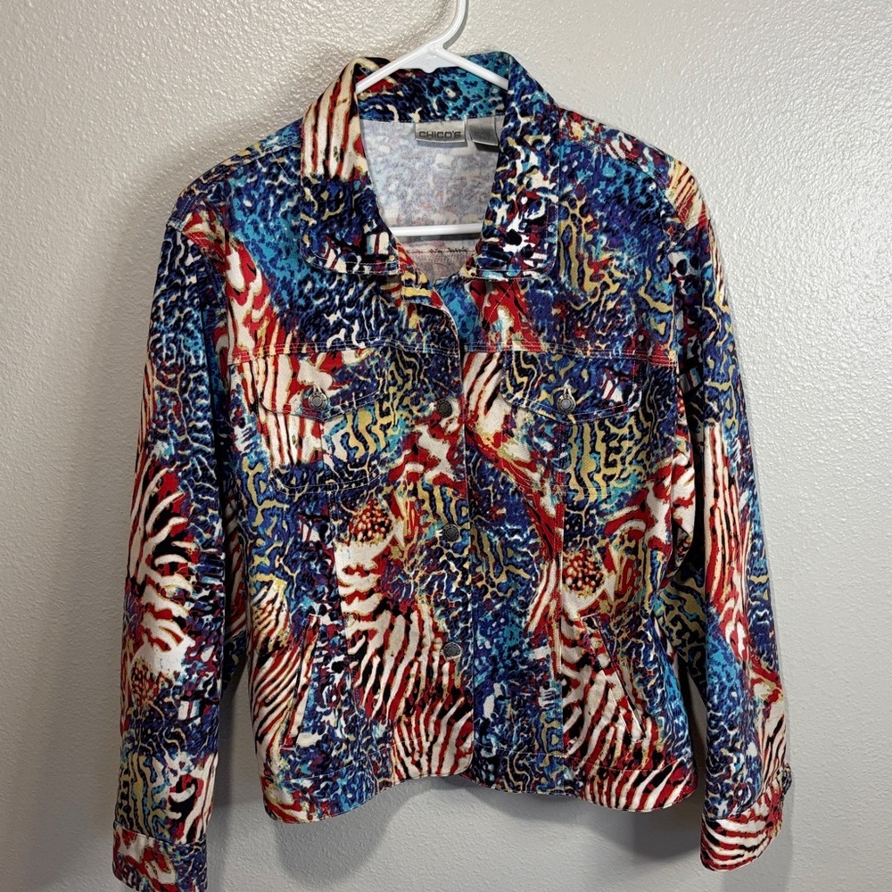 Chico's Vibrant Multicolor Abstract Top -168sku